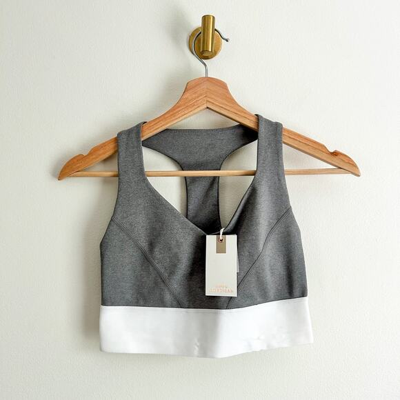 NWT Good American Core Racer Bra Activewear Sports Bra Heather Gray 0 - Picture 1 of 10